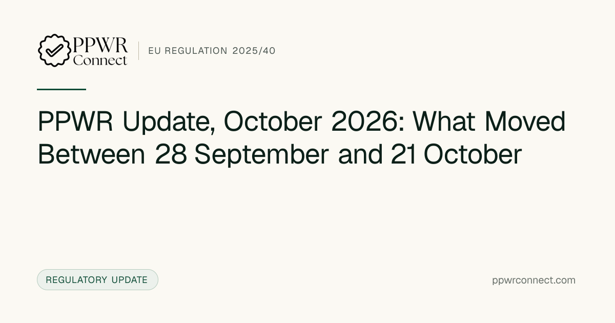 PPWR Update, October 2026: What Moved Between 28 September and 21 October