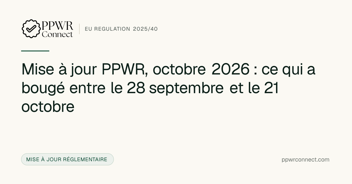 Mise à jour PPWR, octobre 2026 : ce qui a bougé entre le 28 septembre ...